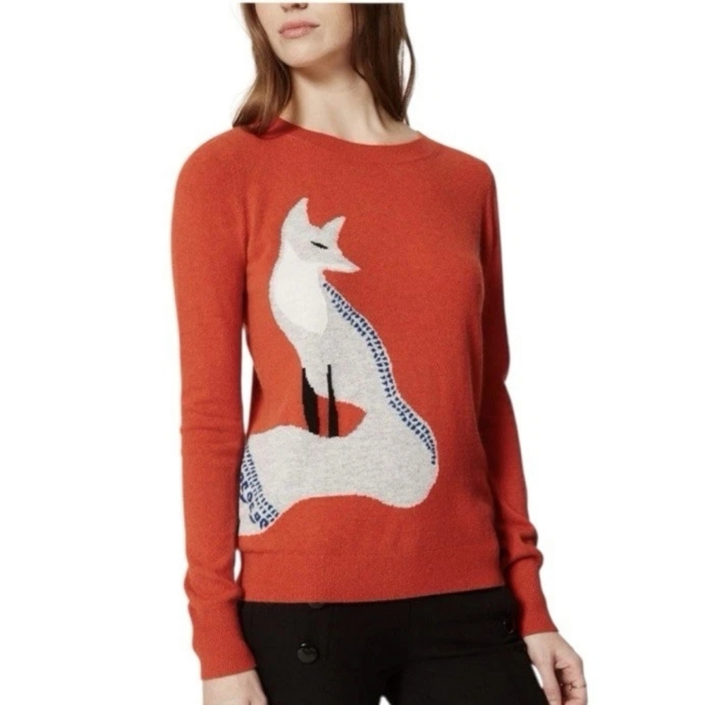 LOFT Red Sweater with Fox Pattern - image 1